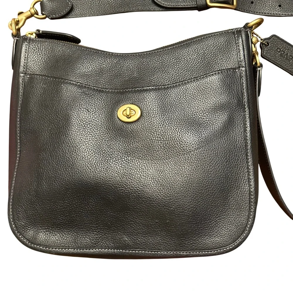 Coach Small Black Pebble Leather Chaise Crossbody Bag